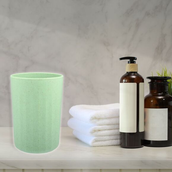 Bathroom Smooth Lines Wheat Straw Toothpaste Tumbler Green 4.09''x2.80'' - Picture 6 of 6